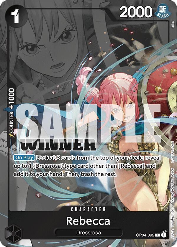 Character, Dressrosa, One Piece Promotion Cards, Promotional Cards, Rare Rebecca (Winner Pack 2025 Vol. 2) [One Piece Promotion Cards] - Trading Card World