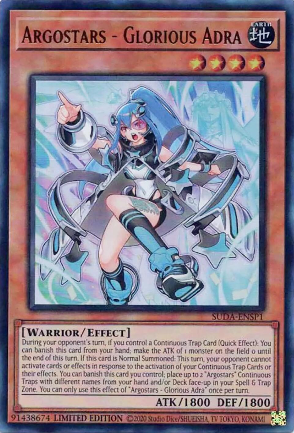 Earth, Effect Monster, Limited, Supreme Darkness, Ultra Rare, Warrior Argostars - Glorious Adra [SUDA-ENSP1] Ultra Rare - Trading Card World