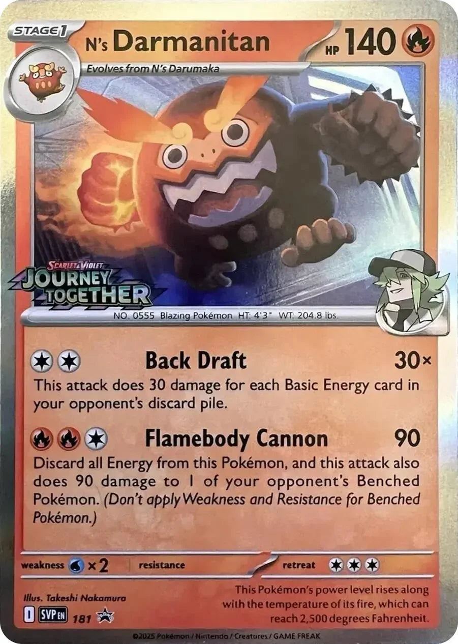 181, Fire, Holofoil, Promo, Scarlet & Violet: Black Star Promos, Water x2 N's Darmanitan (181) [Scarlet & Violet: Black Star Promos] - Trading Card World