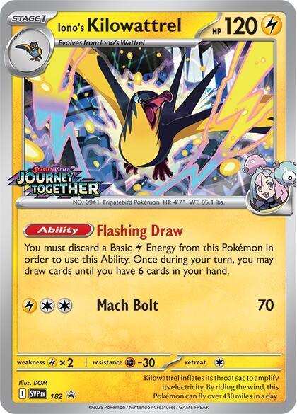 182, Electric, Fighting -30, Holofoil, Lightning x2, Promo, Scarlet & Violet: Black Star Promos Iono's Kilowattrel (182) [Scarlet & Violet: Black Star Promos] - Trading Card World