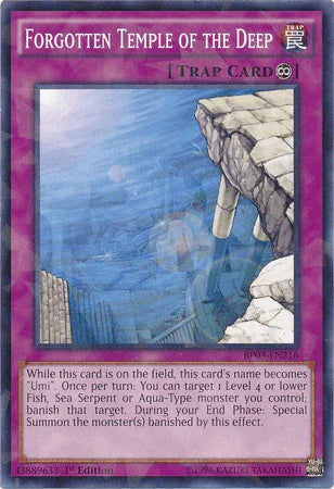 1st Edition, Battle Pack 3: Monster League, Continuous Trap, Shatterfoil Rare, Trap Forgotten Temple of the Deep [BP03-EN216] Shatterfoil Rare - Trading Card World