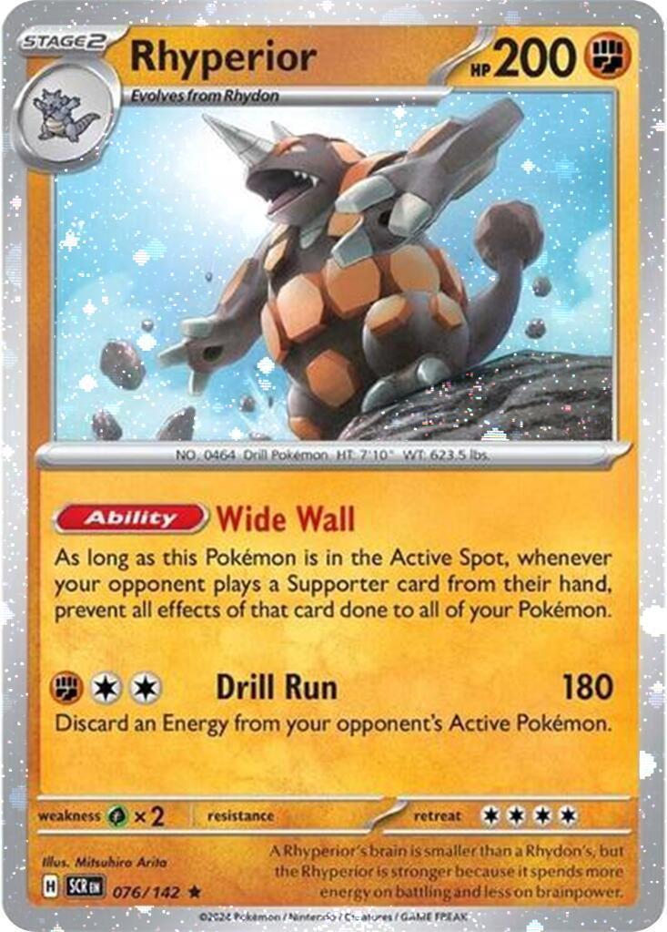 076, Fighting, Grass [x2], Holofoil, Rare, Scarlet & Violet: Stellar Crown Rhyperior (076/142) (Cosmos Holo) [Scarlet & Violet: Stellar Crown] - Trading Card World