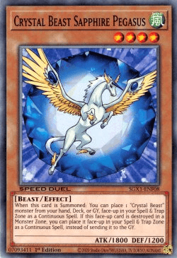 1st Edition, Beast, Common, Effect Monster, Speed Duel GX: Duel Academy Box, Wind Crystal Beast Sapphire Pegasus [SGX1-ENF08] Common - Trading Card World