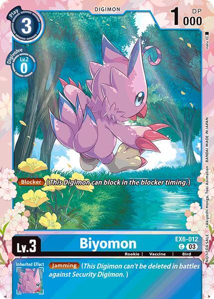 Bird, Blue, Common, Digimon, EX6-012, Infernal Ascension Promos, Rookie, Vaccine Biyomon [EX6-012] (Regulation Battle Vol. 1) [Infernal Ascension Promos] - Trading Card World