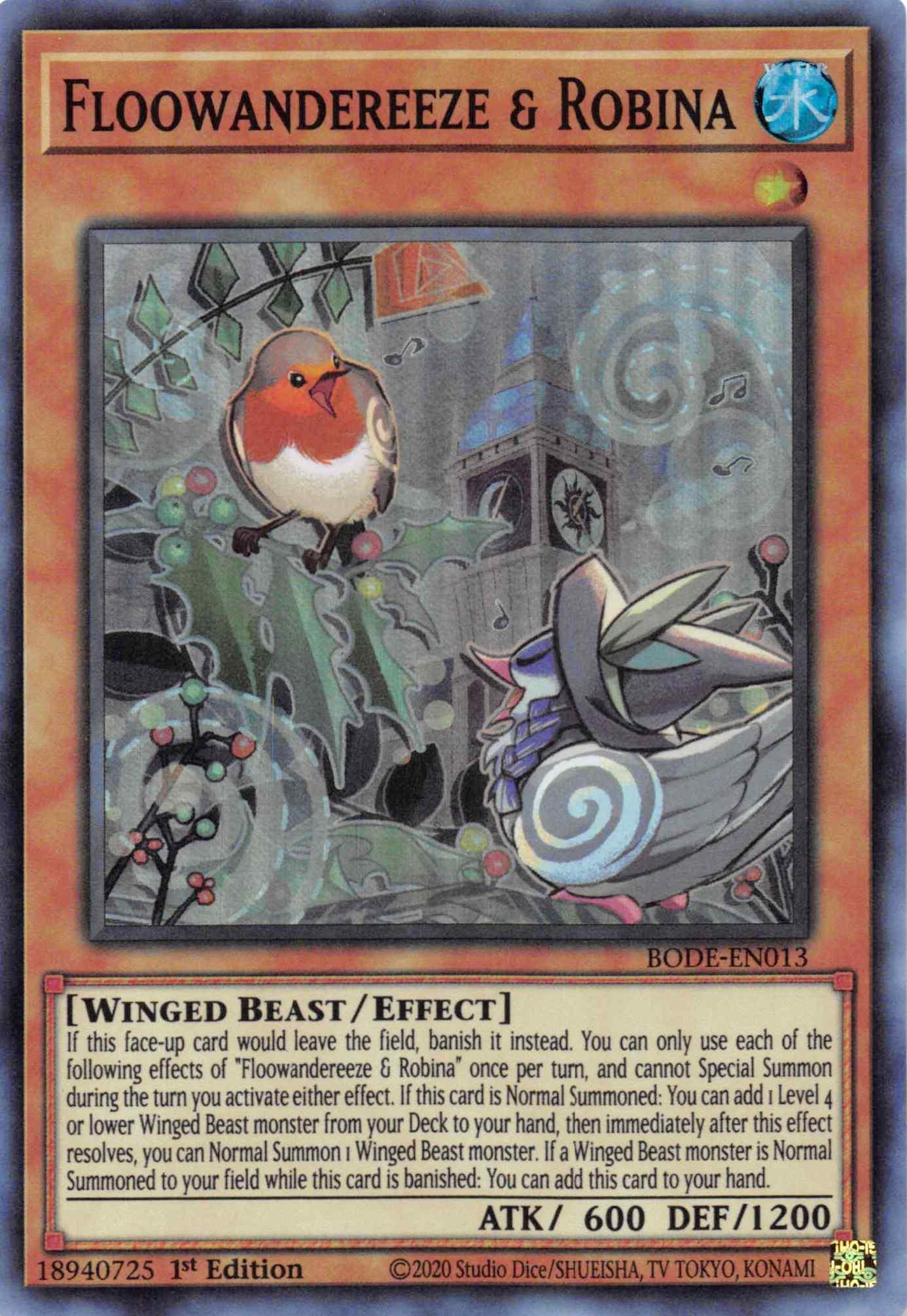 1st Edition, Burst of Destiny, Effect Monster, Super Rare, Water, Winged Beast Floowandereeze & Robina [BODE-EN013] Super Rare - Trading Card World