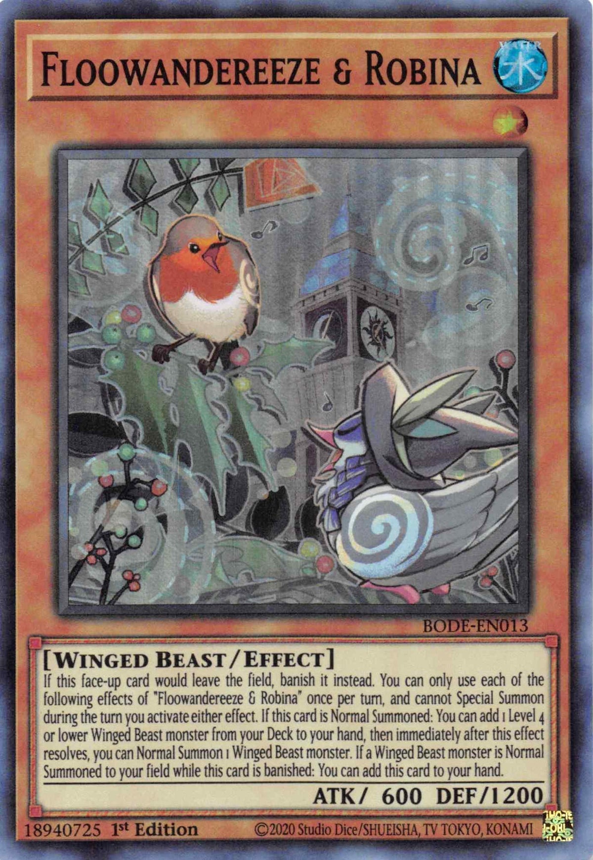 1st Edition, Burst of Destiny, Effect Monster, Super Rare, Water, Winged Beast Floowandereeze & Robina [BODE-EN013] Super Rare - Trading Card World