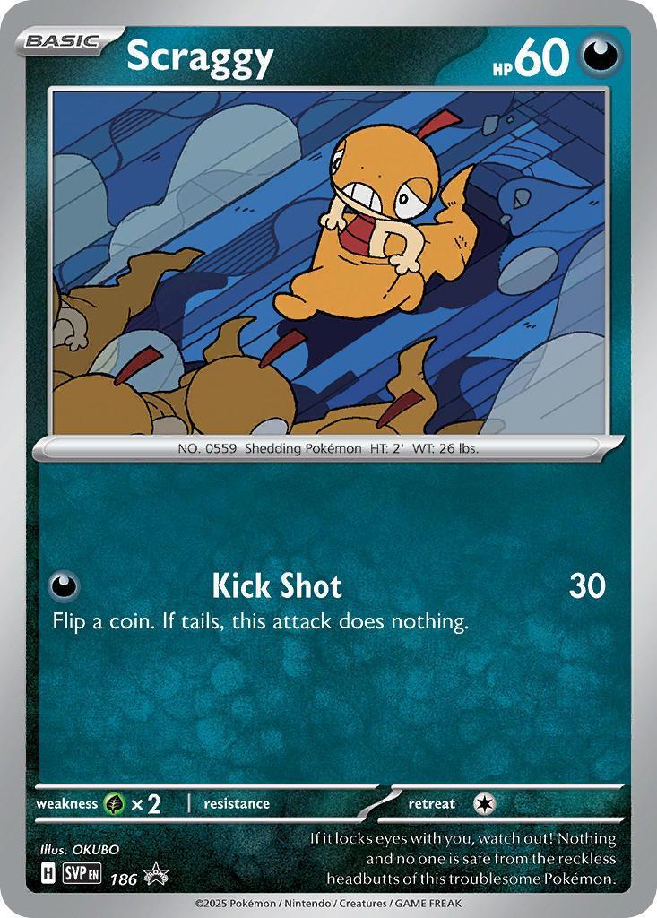 186, Darkness, Grass [x2], Holofoil, Promo, Scarlet & Violet: Black Star Promos Scraggy (186) [Scarlet & Violet: Black Star Promos] - Trading Card World