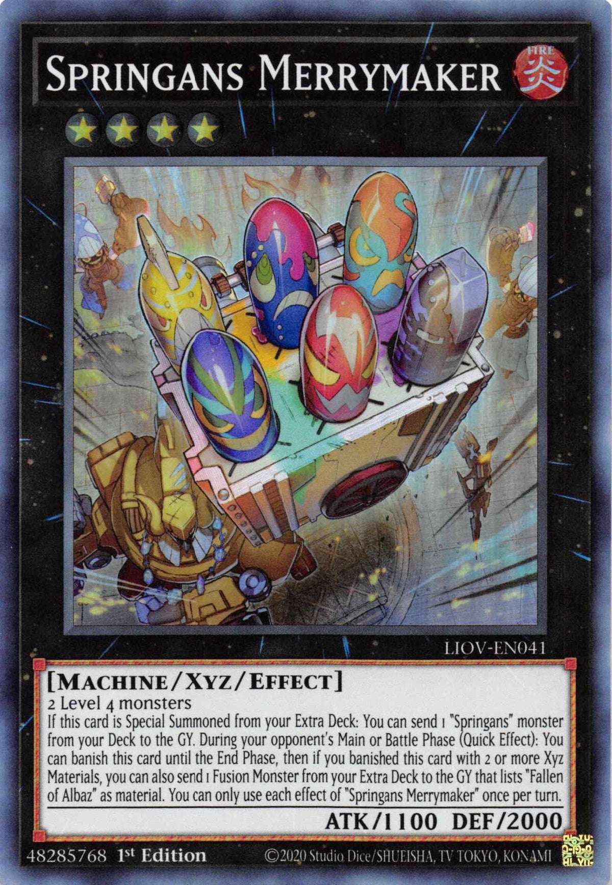1st Edition, Fire, Lightning Overdrive, Machine, Super Rare, Xyz/Effect Monster Springans Merrymaker [LIOV-EN041] Super Rare - Trading Card World
