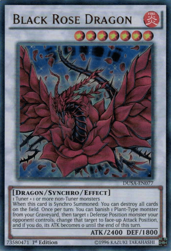 1st Edition, Dragon, Duelist Saga, Fire, Synchro/Effect Monster, Ultra Rare Black Rose Dragon [DUSA-EN077] Ultra Rare - Trading Card World