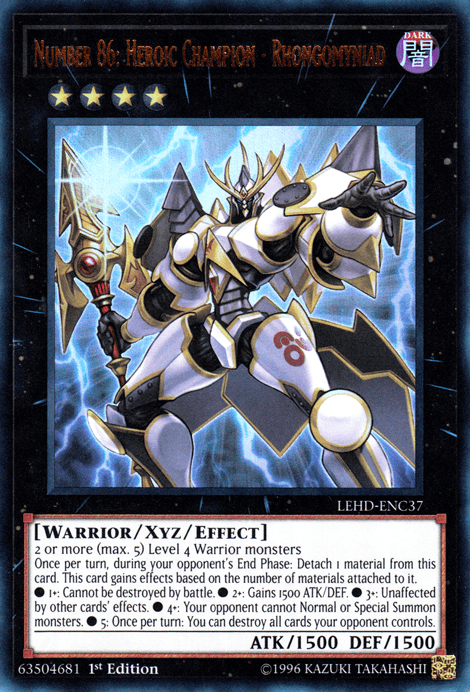 1st Edition, Dark, Legendary Hero Decks, Ultra Rare, Warrior, Xyz/Effect Monster Number 86: Heroic Champion - Rhongomyniad [LEHD-ENC37] Ultra Rare - Trading Card World