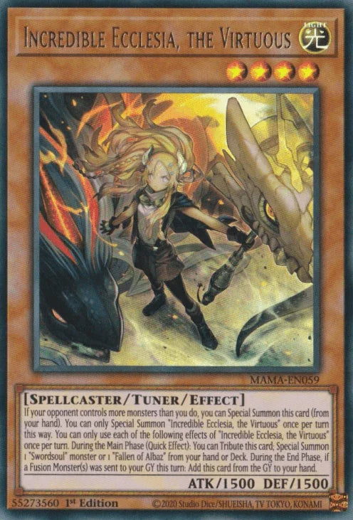 1st Edition, Light, Magnificent Mavens, Spellcaster, Tuner/Effect Monster, Ultra Rare Incredible Ecclesia, the Virtuous [MAMA-EN059] Ultra Rare - Trading Card World