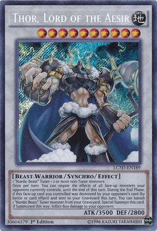 1st Edition, Beast-Warrior, Earth, Legendary Collection 5D's, Secret Rare, Synchro/Effect Monster Thor, Lord of the Aesir [LC5D-EN189] Secret Rare - Trading Card World