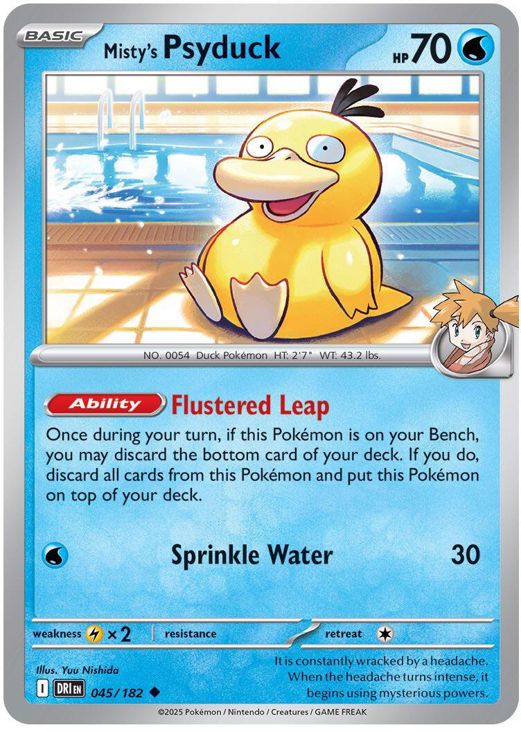 045, Lightning[x2], Normal, Reverse Holofoil, Scarlet & Violet: Destined Rivals, Uncommon, Water Misty's Psyduck (045/182) [Scarlet & Violet: Destined Rivals] - Trading Card World
