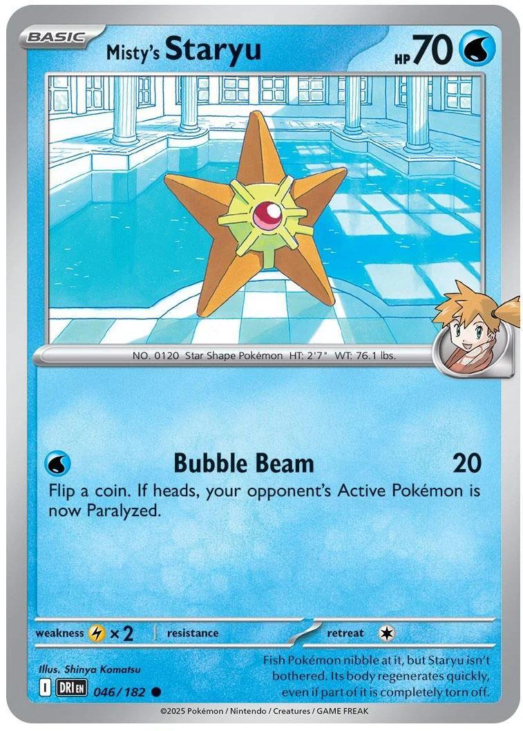 046, Common, Lightning[x2], Normal, Reverse Holofoil, Scarlet & Violet: Destined Rivals, Water Misty's Staryu (046/180) [Scarlet & Violet: Destined Rivals] - Trading Card World