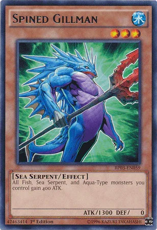 1st Edition, Battle Pack 3: Monster League, Effect Monster, Rare, Sea Serpent, Water Spined Gillman [BP03-EN059] Rare - Trading Card World