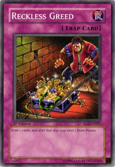 1st Edition, Common, Normal Trap, Structure Deck: Zombie Madness, Trap, Unlimited Reckless Greed [SD2-EN027] Common - Trading Card World