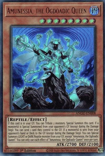 1st Edition, Ancient Guardians, Dark, Effect Monster, Reptile, Ultra Rare Amunessia, the Ogdoadic Queen (Ultra Rare) [ANGU-EN008] Ultra Rare - Trading Card World