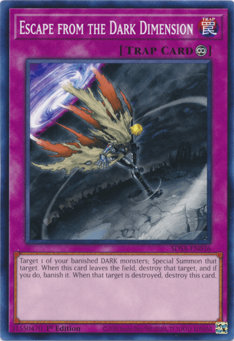 1st Edition, Common, Continuous Trap, Structure Deck: Sacred Beasts, Trap Escape from the Dark Dimension [SDSA-EN036] Common - Trading Card World