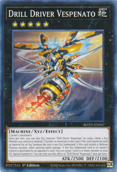 1st Edition, Common, Earth, Machine, Rise of the Duelist, Xyz/Effect Monster Drill Driver Vespenato [ROTD-EN047] Common - Trading Card World