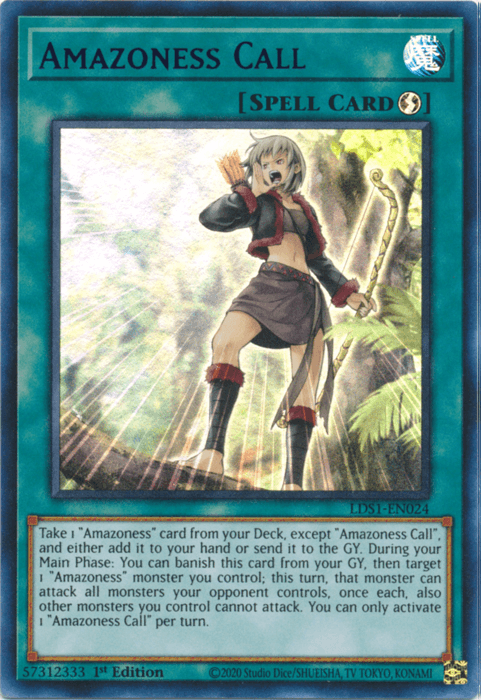 1st Edition, Legendary Duelists: Season 1, Quick Play Spell, Spell, Ultra Rare Amazoness Call (Blue) [LDS1-EN024] Ultra Rare - Trading Card World