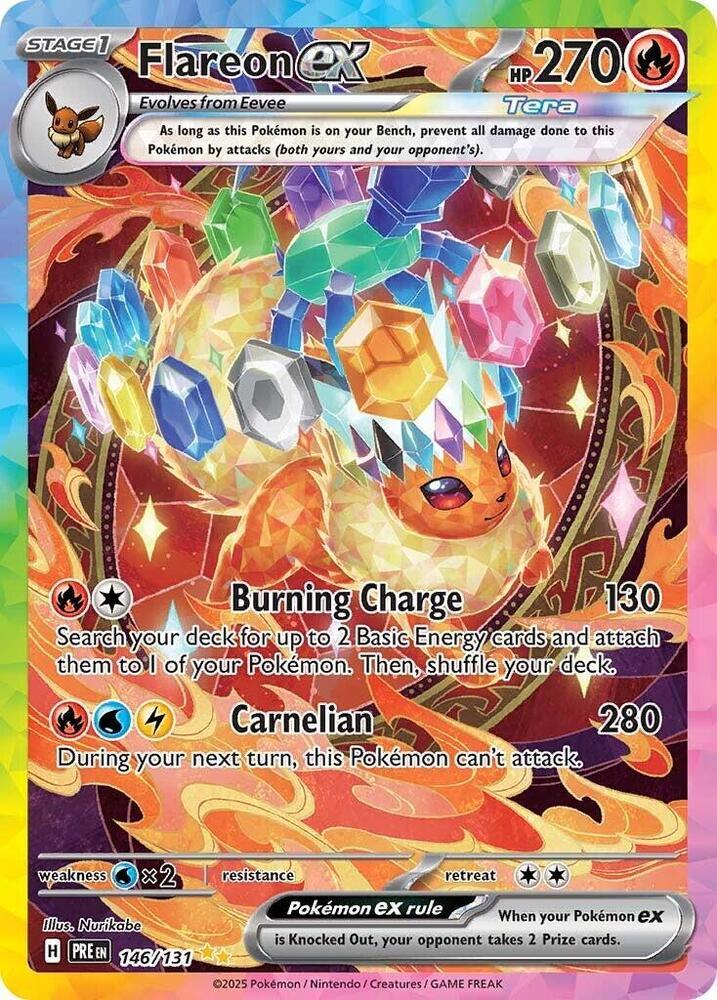 146, Fire, Holofoil, Scarlet & Violet: Prismatic Evolutions, Special Illustration Rare, Water [x2] Flareon ex (146/131) [Scarlet & Violet: Prismatic Evolutions] - Trading Card World