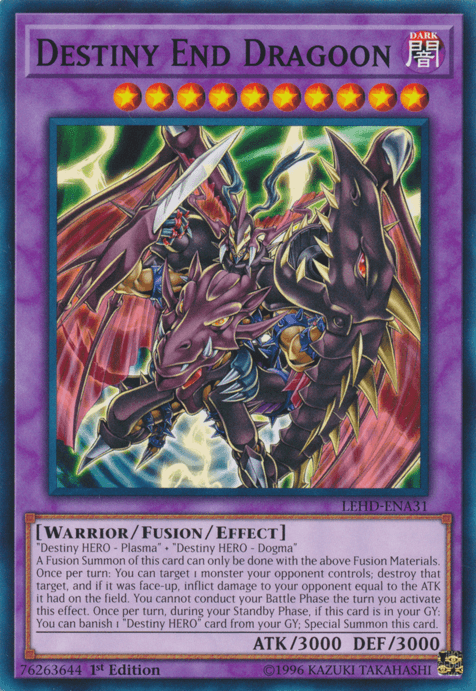 1st Edition, Common, Dark, Fusion/Effect Monster, Legendary Hero Decks, Warrior Destiny End Dragoon [LEHD-ENA31] Common - Trading Card World
