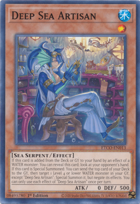 1st Edition, Common, Effect Monster, Eternity Code, Sea Serpent, Water Deep Sea Artisan [ETCO-EN013] Common - Trading Card World