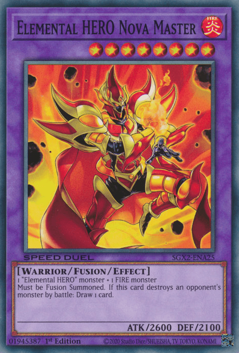 1st Edition, Common, Fire, Fusion/Effect Monster, Speed Duel GX: Midterm Paradox, Warrior Elemental HERO Nova Master [SGX2-ENA25] Common - Trading Card World