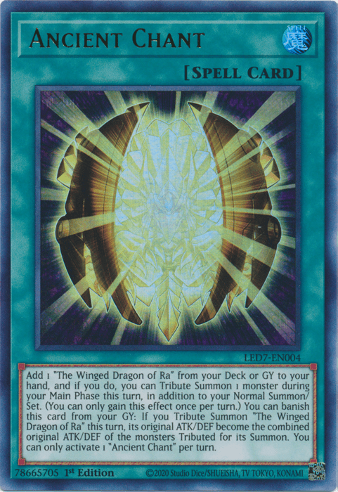1st Edition, Legendary Duelists: Rage of Ra, Normal Spell, Spell, Ultra Rare, Unlimited Ancient Chant [LED7-EN004] Ultra Rare - Trading Card World