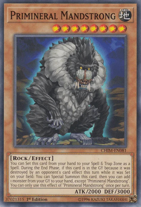 1st Edition, Chaos Impact, Common, Earth, Effect Monster, Rock, Unlimited Primineral Mandstrong [CHIM-EN081] Common - Trading Card World