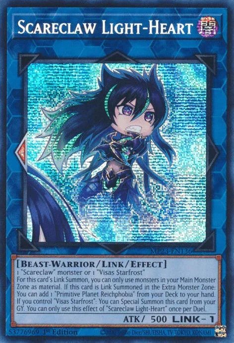 1st Edition, Beast-Warrior, Dark, Dueling Heroes Collectors Tin - Mega Pack (25th Anniversary Edition), Link/Effect Monster, Prismatic Secret Rare Scareclaw Light-Heart [MP23-EN136] Prismatic Secret Rare - Trading Card World