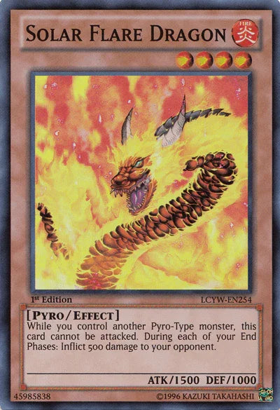 1st Edition, Effect Monster, Fire, Legendary Collection 3: Yugi's World, Pyro, Super Rare, Unlimited Solar Flare Dragon [LCYW-EN254] Super Rare - Trading Card World