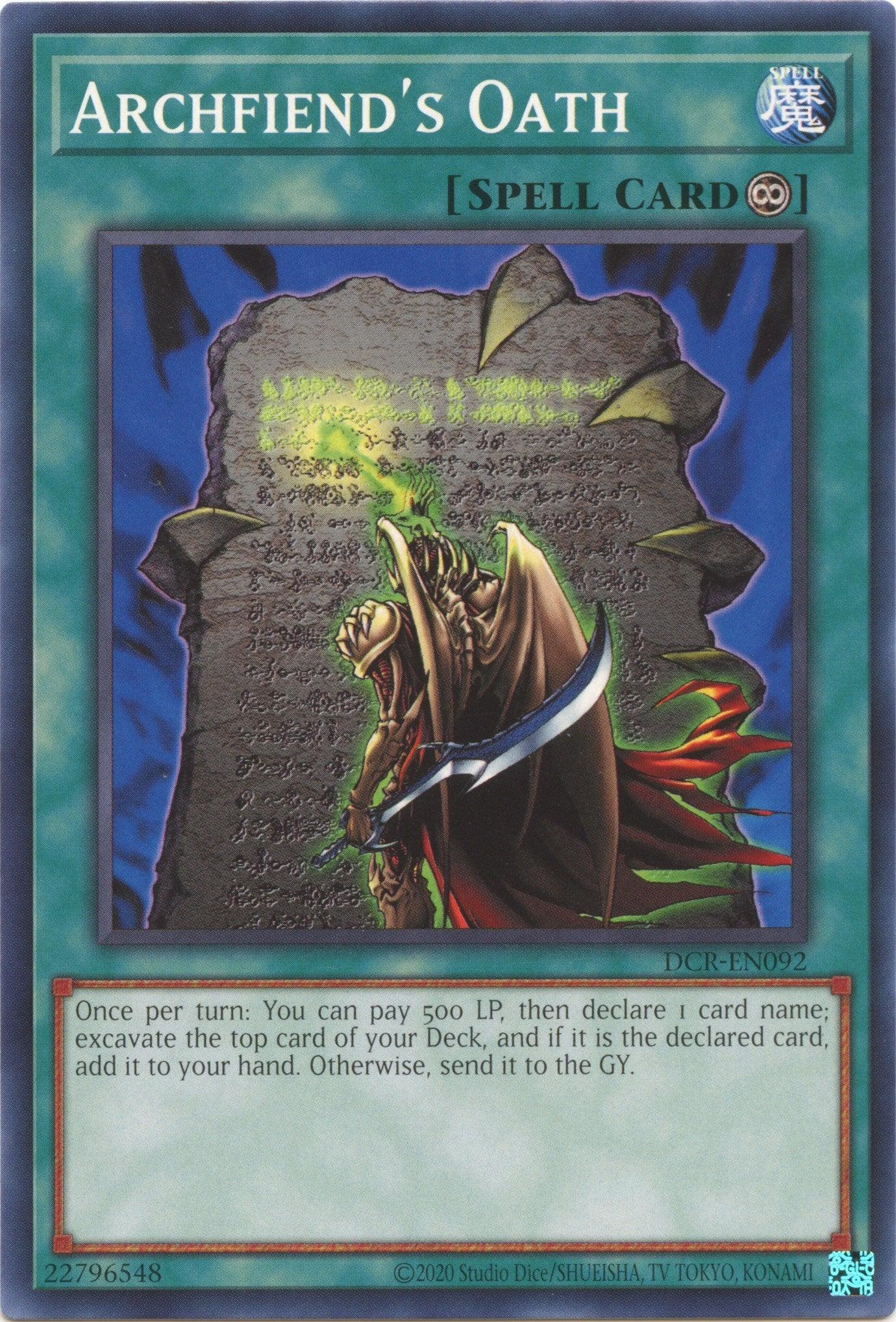 Common, Continuous Spell, Dark Crisis (25th Anniversary Edition), Spell, Unlimited Archfiend's Oath (25th Anniversary) [DCR-EN092] Common - Trading Card World