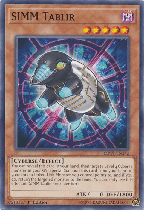 1st Edition, 2019 Gold Sarcophagus Tin Mega Pack, Common, Cyberse, Dark, Effect Monster, Unlimited SIMM Tablir [MP19-EN072] Common - Trading Card World