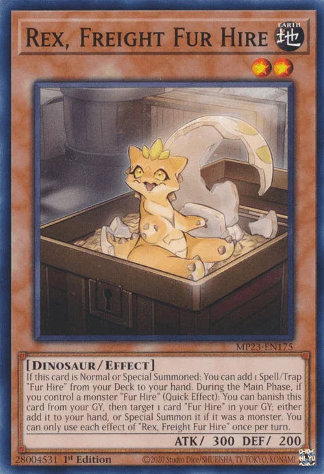 1st Edition, Common, Dinosaur, Dueling Heroes Collectors Tin - Mega Pack (25th Anniversary Edition), Earth, Effect Monster Rex, Freight Fur Hire [MP23-EN175] Common - Trading Card World