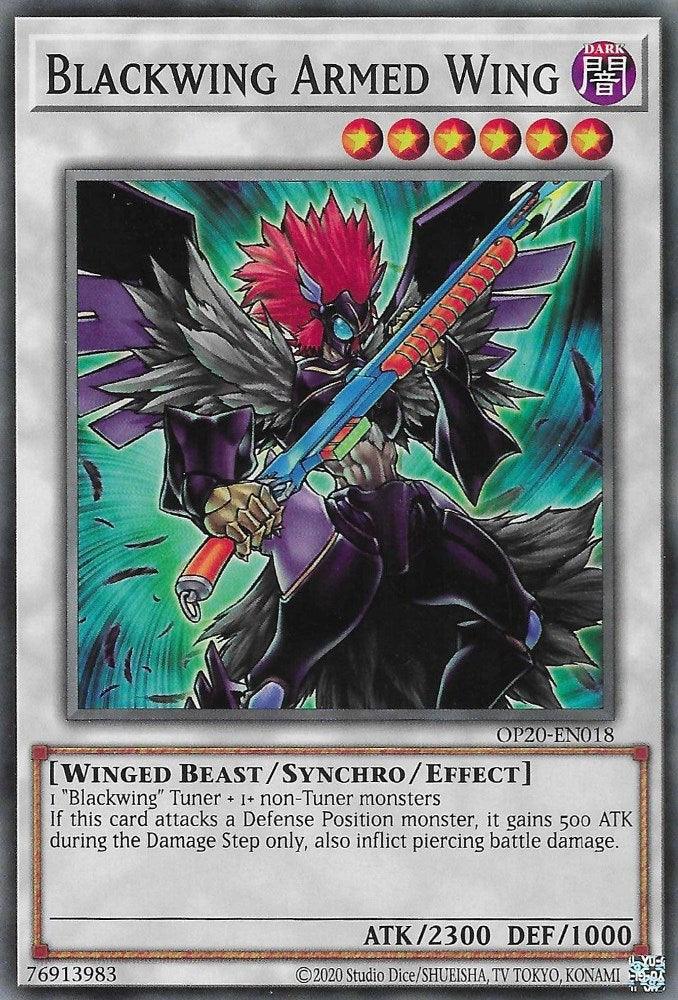 Common, Dark, OTS Tournament Pack 20, Synchro/Effect Monster, Unlimited, Winged Beast Blackwing Armed Wing [OP20-EN018] Common - Trading Card World