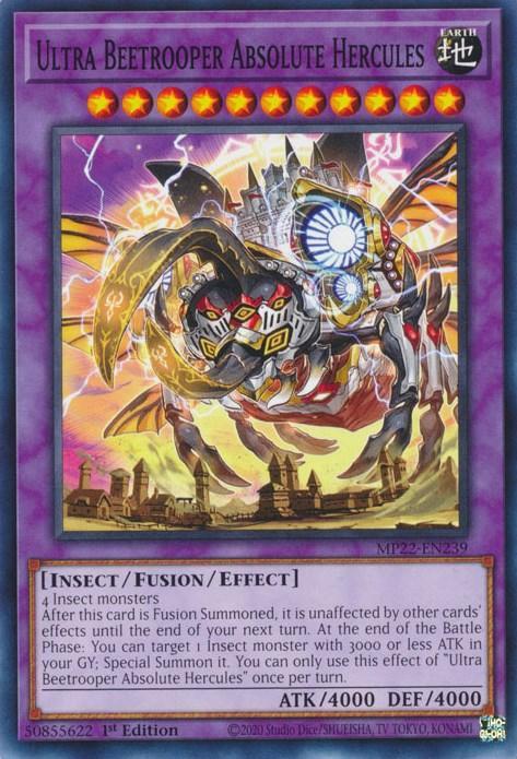 1st Edition, 2022 Tin of the Pharaoh's Gods, Common, Earth, Fusion/Effect Monster, Insect Ultra Beetrooper Absolute Hercules [MP22-EN239] Common - Trading Card World