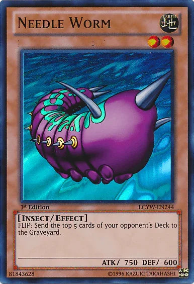 1st Edition, Earth, Effect Monster, Insect, Legendary Collection 3: Yugi's World, Ultra Rare, Unlimited Needle Worm [LCYW-EN244] Ultra Rare - Trading Card World