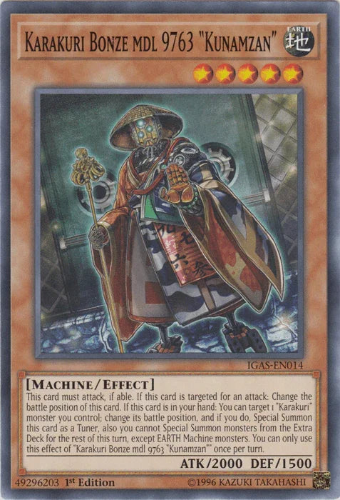 1st Edition, Common, Earth, Effect Monster, Ignition Assault, Machine, Unlimited Karakuri Bonze mdl 9763 "Kunamzan" [IGAS-EN014] Common - Trading Card World