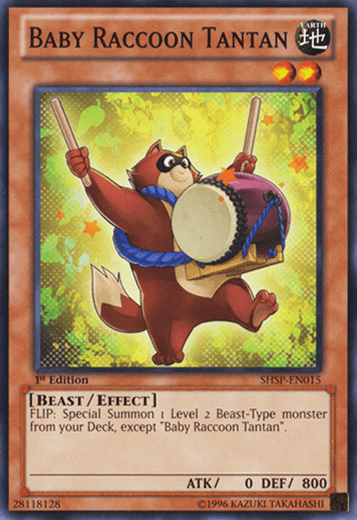 1st Edition, Beast, Common, Earth, Effect Monster, Shadow Specters, Unlimited Baby Raccoon Tantan [SHSP-EN015] Common - Trading Card World