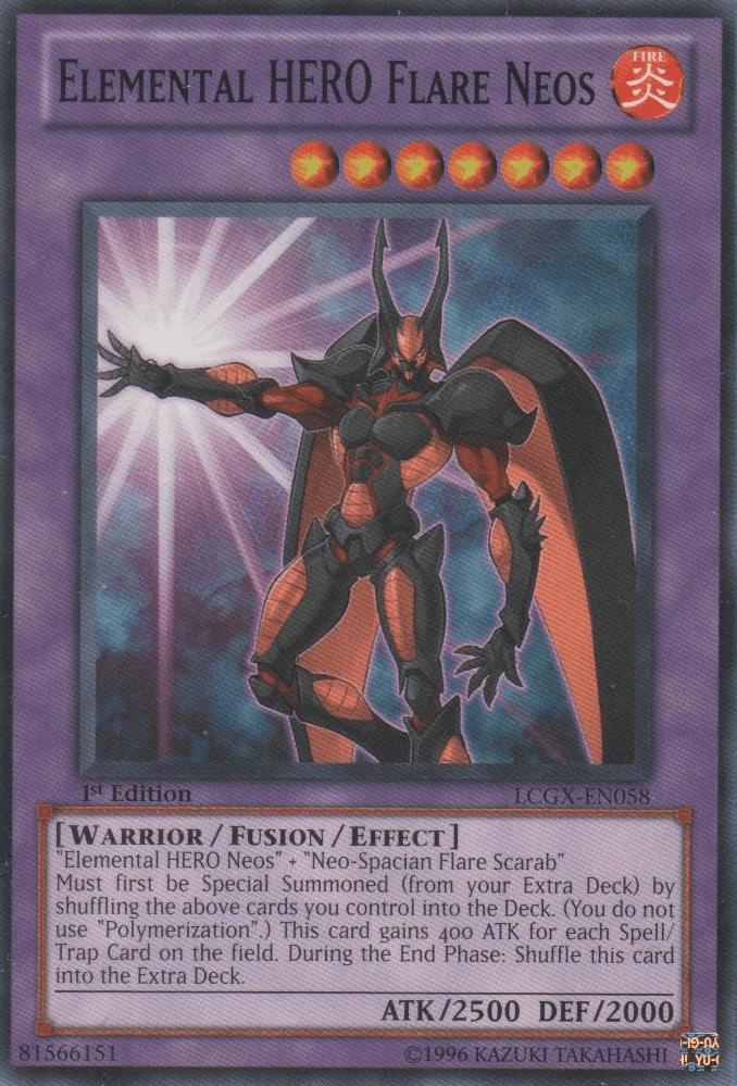 1st Edition, Common, Fire, Fusion/Effect Monster, Legendary Collection 2, Unlimited, Warrior Elemental HERO Flare Neos [LCGX-EN058] Common - Trading Card World