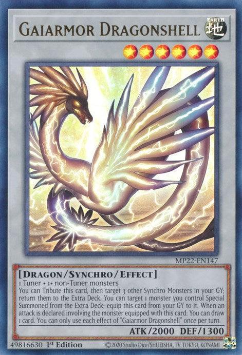 1st Edition, 2022 Tin of the Pharaoh's Gods, Dragon, Earth, Synchro/Effect Monster, Ultra Rare Gaiarmor Dragonshell [MP22-EN147] Ultra Rare - Trading Card World