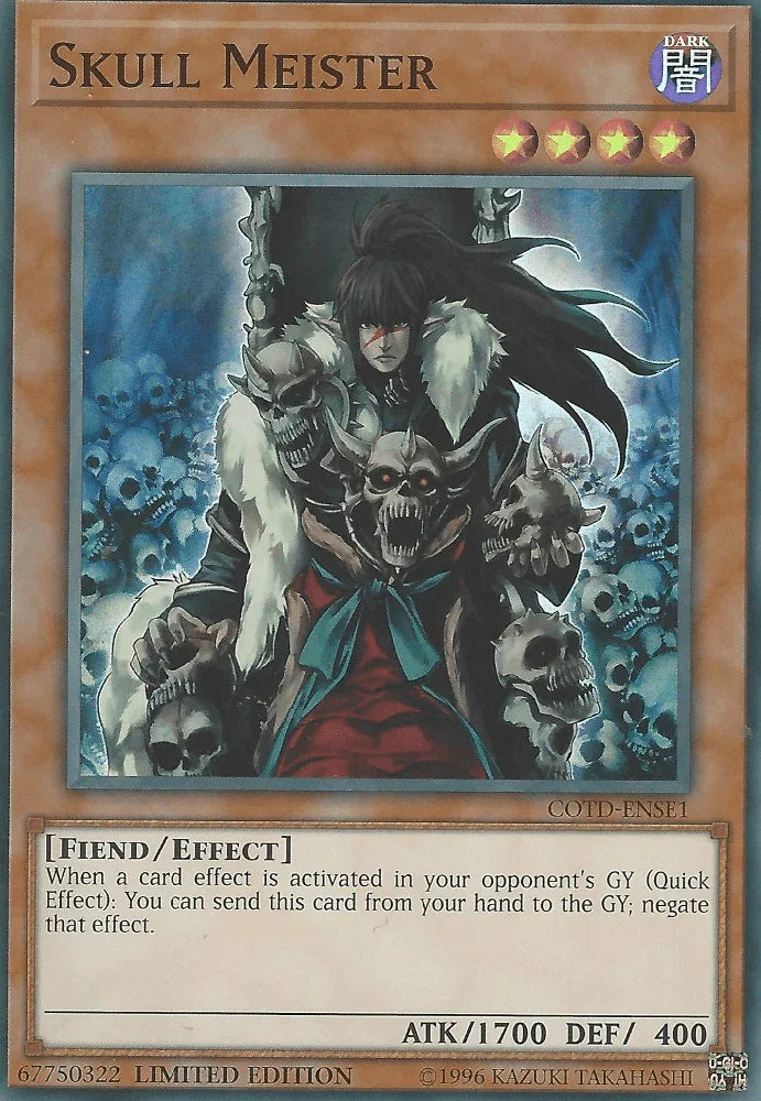 Code of the Duelist, Dark, Effect Monster, Fiend, Limited, Super Rare Skull Meister [COTD-ENSE1] Super Rare - Trading Card World