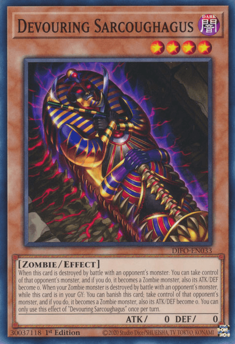 1st Edition, Common, Dark, Dimension Force, Effect Monster, Zombie Devouring Sarcoughagus [DIFO-EN033] Common - Trading Card World