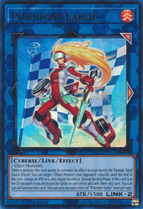 1st Edition, Cyberse, Dueling Heroes Collectors Tin - Mega Pack (25th Anniversary Edition), Fire, Link/Effect Monster, Ultra Rare Pitknight Earlie [MP23-EN149] Ultra Rare - Trading Card World