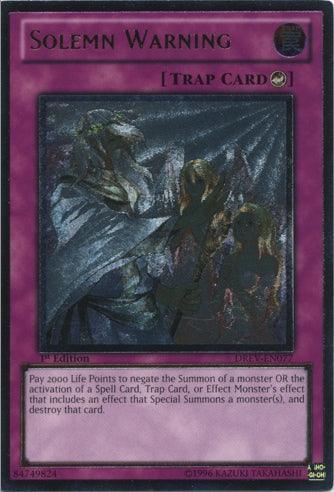1st Edition, Counter Trap, Duelist Revolution, Trap, Ultimate Rare, Unlimited Solemn Warning [DREV-EN077] Ultimate Rare - Trading Card World