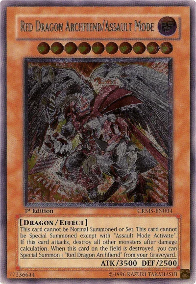1st Edition, Crimson Crisis, Dark, Dragon, Effect Monster, Ultimate Rare, Unlimited Red Dragon Archfiend/Assault Mode [CRMS-EN004] Ultimate Rare - Trading Card World