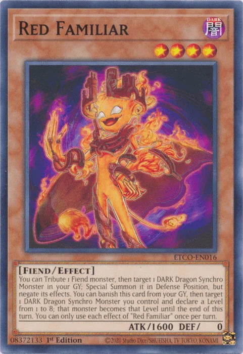 1st Edition, Common, Dark, Effect Monster, Eternity Code, Fiend Red Familiar [ETCO-EN016] Common - Trading Card World