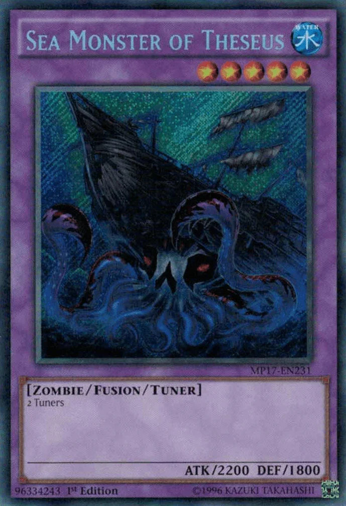 1st Edition, 2017 Mega-Tins Mega Pack, Fusion/Tuner Monster, Secret Rare, Water, Zombie Sea Monster of Theseus [MP17-EN231] Secret Rare - Trading Card World