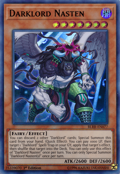 1st Edition, Battles of Legend: Relentless Revenge, Dark, Effect Monster, Fairy, Ultra Rare Darklord Nasten [BLRR-EN077] Ultra Rare - Trading Card World